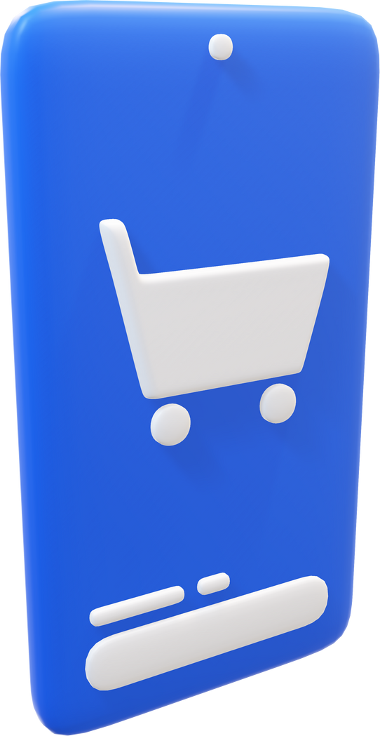 a blue shopping cart icon on a white background